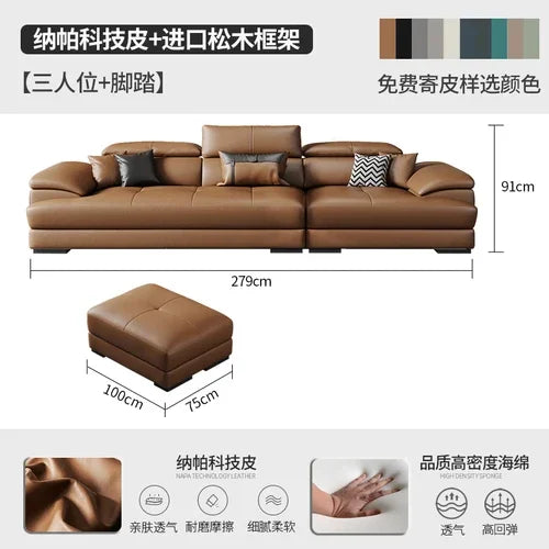 European Living Room Sofa Genuine Leather Sectional Corner Sofas Modular Luxury Sofa Sala De Estar De Luxo Modern Furniture