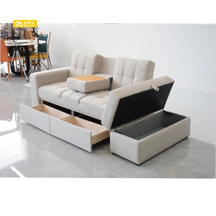 Factory Customized Sofa Bed with Function Ottoman Storage and Coffee Table 310