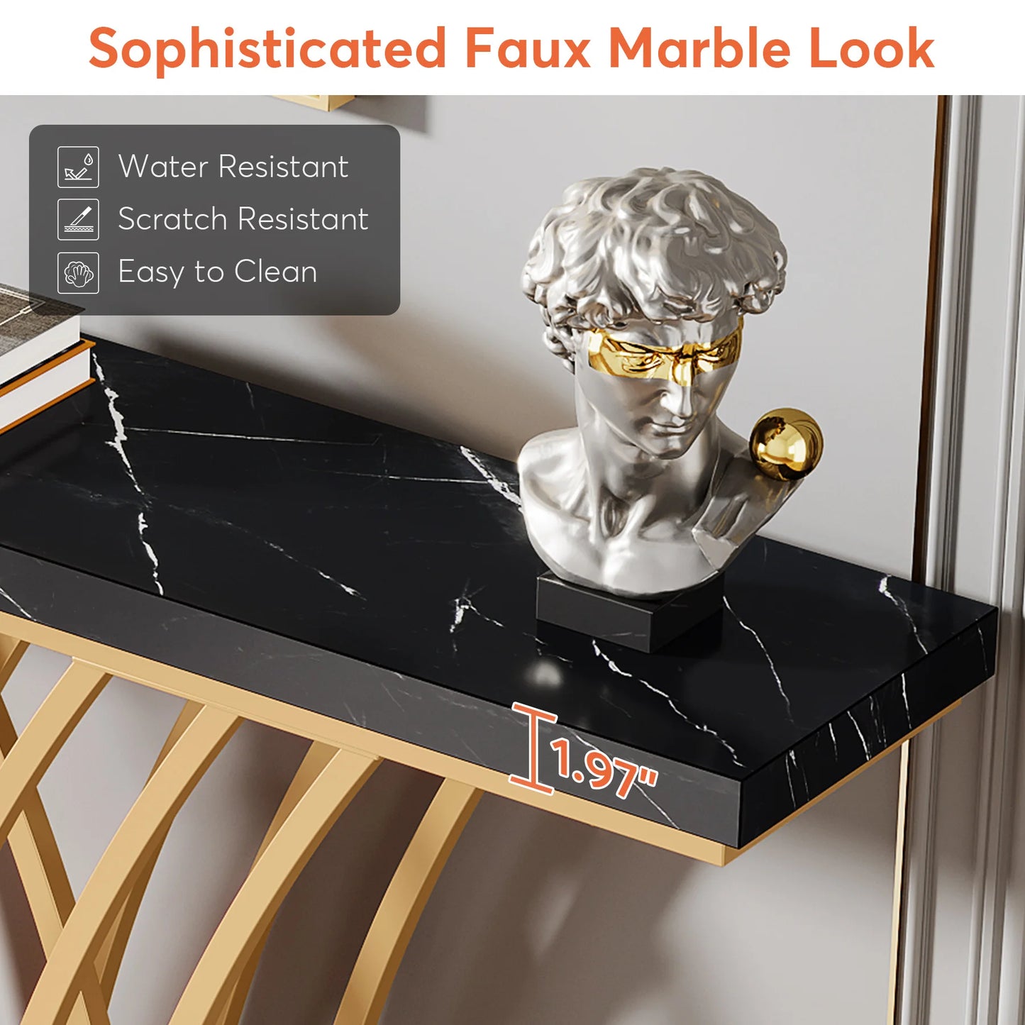 Tribesigns 59 inch Gold Console Table, Modern Entryway Table with Grid-Shaped Metal Base for Entrance, Hallway, Entryway