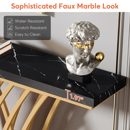 Tribesigns 59 inch Gold Console Table, Modern Entryway Table with Grid-Shaped Metal Base for Entrance, Hallway, Entryway