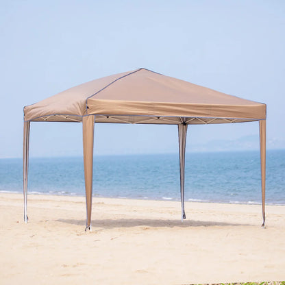 Outdoor pop-up canopy Gazebo Tent beach camping instant canopy Sunscreen rainproof khaki color (2.9 x2.9M)