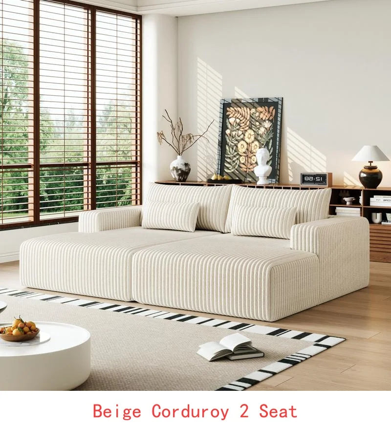 Vacuum Compressed Comfy Corduroy Fluffy Sofa Set Furniture Living Room Modular Couch Modern L Shape Sectional Sofa