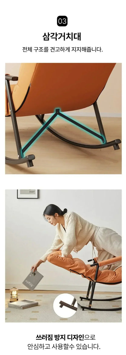 Rocking Chair Lazy Sofa Chairs Technology Cloth Chairs Adjustable Backrest Washable Relaxation and Comfort Recliner Chair