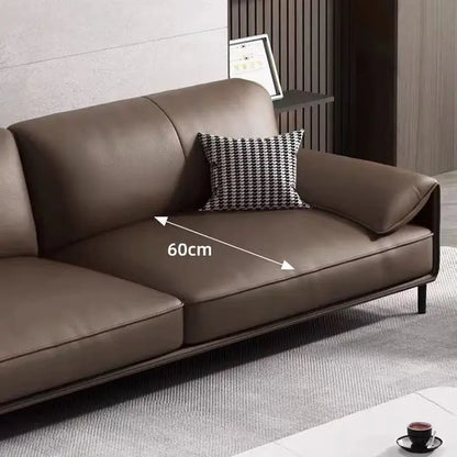 Simple Modern Office Sofa Coffee Table Set Luxury Genuine Leather Three-Seater for Business Meeting Reception Living Room Hotel