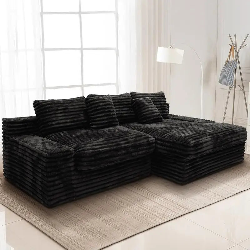 Modular Sectional Sofa Set, Upholstered Couch for Living Room or Bedroom, No Assembly Required, 2PC Free Combination, Plush