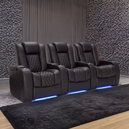Luxury Dual Motor Recliner Sofa, LED, USB, Storage & Table