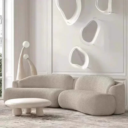 l # Nordic Stylish Cloud-Shape White Fabric Luxury Sofa Set with Coffee Table Creative Modern Home Living Room Furniture for Hot