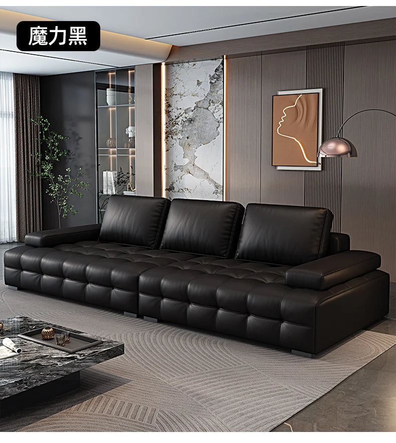 Modern Minimalist New Leather Living Room Lawrence Italian Light Luxury Straight L Shaped Sectional Lazy Soft Tatami Lounge Sofa