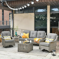 Wicker Outdoor Furniture Patio Conversation Rattan Sofa Set for Garden,Poolside,Backyard,Deck