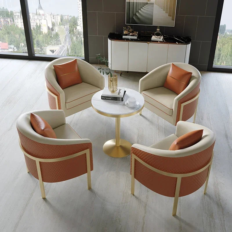 Bureau de vente de luxe léger, table et chaise de négociation, bureau de réception, petit canapé simple, combinaison de table basse