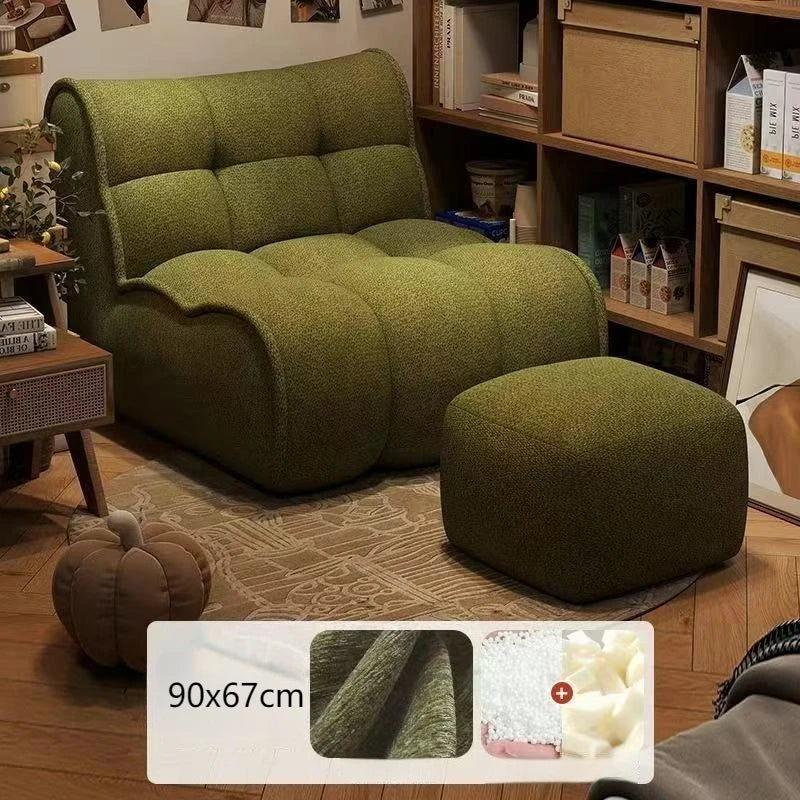 Lazy Sofa Single Leisure Sofa Chair Reclining Sleeping Balcony Bedroom Single Tatami Living Room Sofas with Footstool Furniture