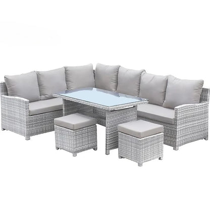 Modern Luxury Lounge Waterproof Patio Couch Sofa Garden Set Fire Pit Aluminum Wicker Rope Rattan Outdoor Furniture Set