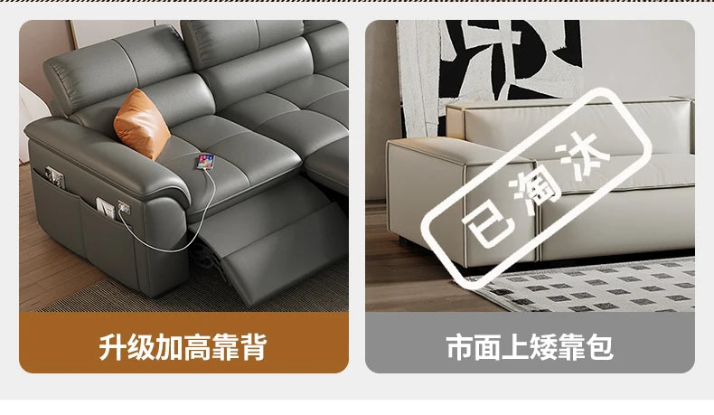 Designer Leather Sofa Living Room Ajustable Lounge Foldable Sofa Reclinable Modular Minimalist Woonkamer Banken Lounge Furniture