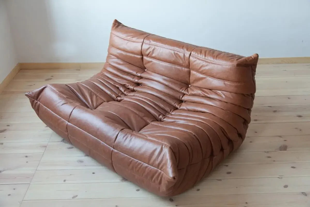 Togo Sofa Nordic designer 3-person oil wax leather sofa Classic living room furniture Caterpillar sofa