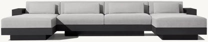 Customized Aluminum Outdoor Garden Sofa Set Popular For Hotels Courtyards Villas Living Rooms Including Sofa Table