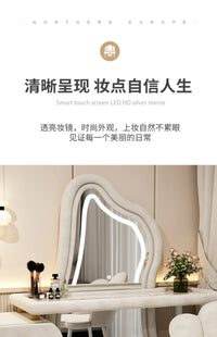 User-friendly Nordic Led Mirror Dressing Table Brown Drawer Bedroom Light Dressing Table Beautiful Storage Furniture Comfy