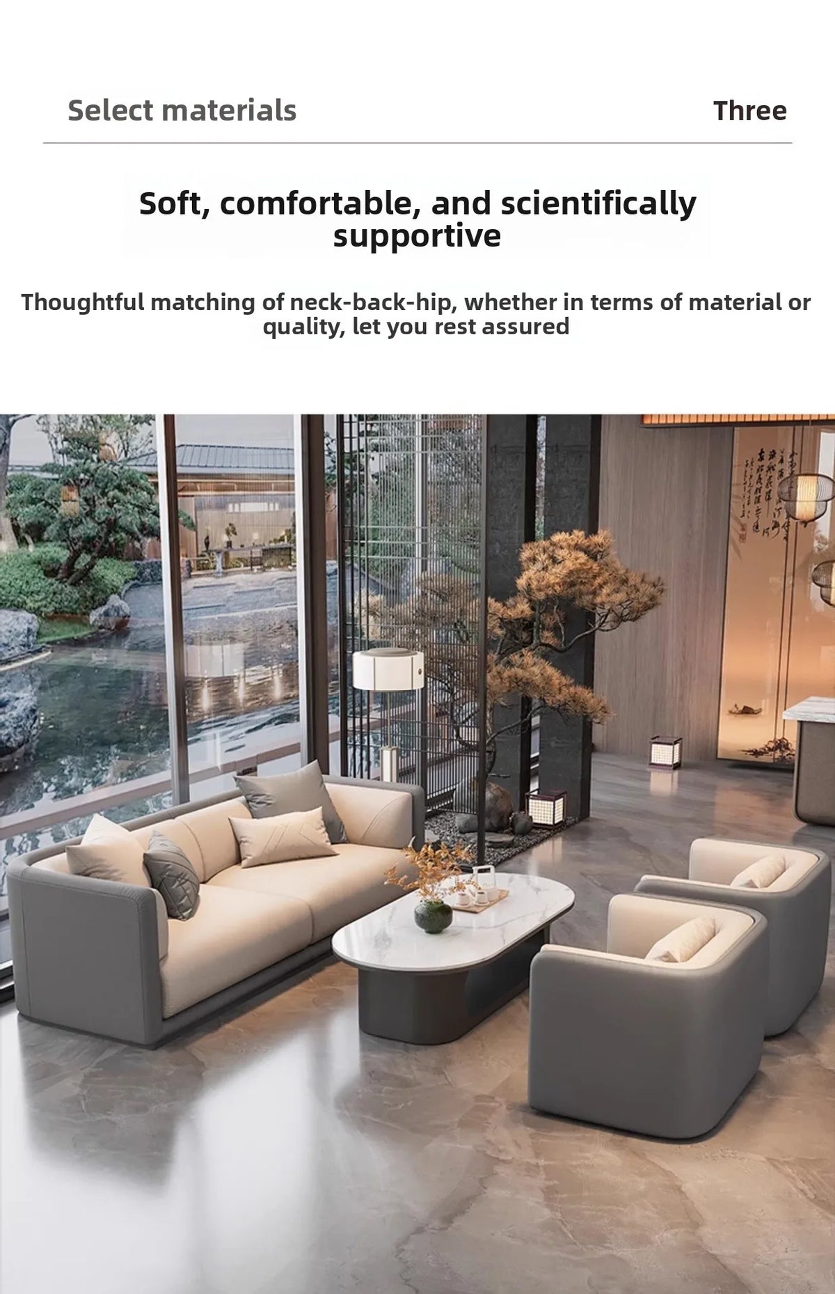 Nordic, light luxury, leisure, hotel, lobby, reception, sofa, combination