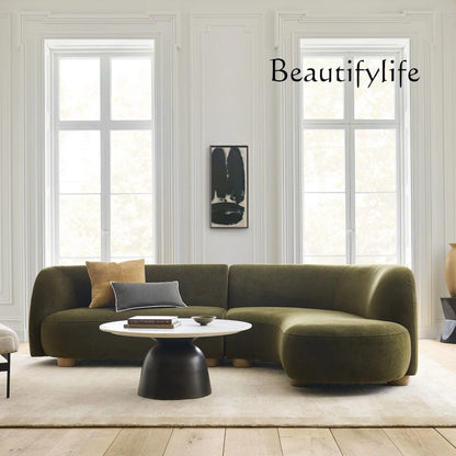 Nordic simple curved fabric lamb wool sofa Italian light luxury creative living room corner sofa