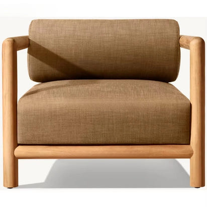 Single Premium Teak Outdoor Sofa Comfortable Stylish Modern Design Natural Color