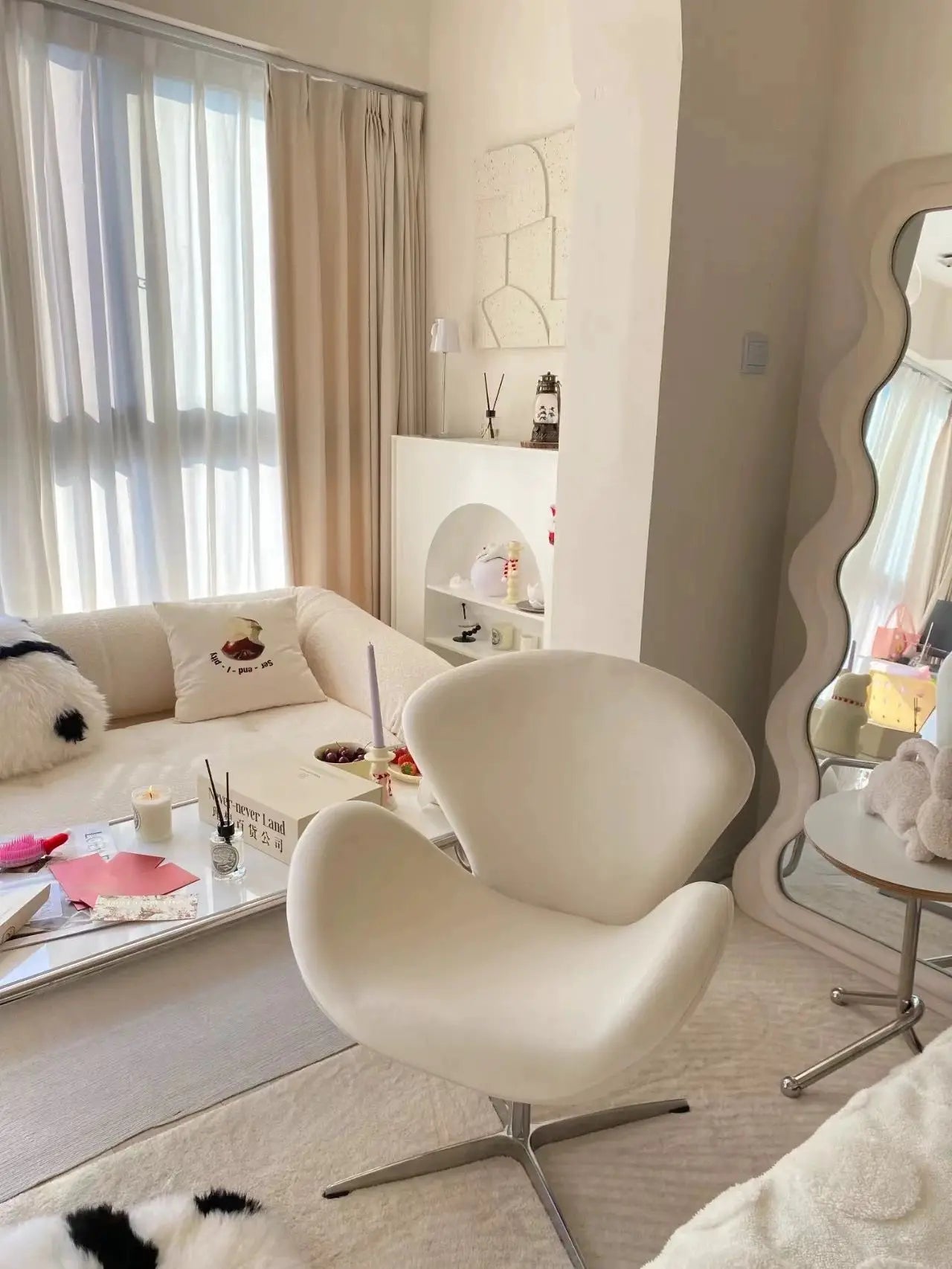 Wrap Swan Chair Leisure Chair Small Sofa Home Furniture Comfortable Living Room Chair Minimalist Lifting Office Chair Makeup Sto