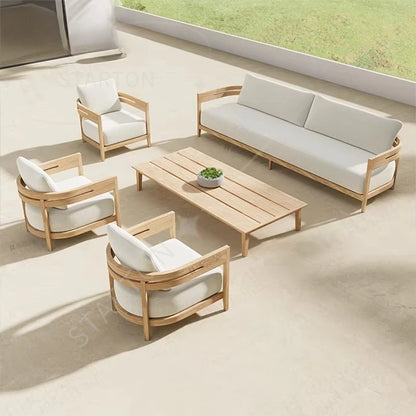 Garden Sofa Teak Wood Sofa Set Outdoor Furniture Teak Wood Patio Sofa and Coffee Table Set