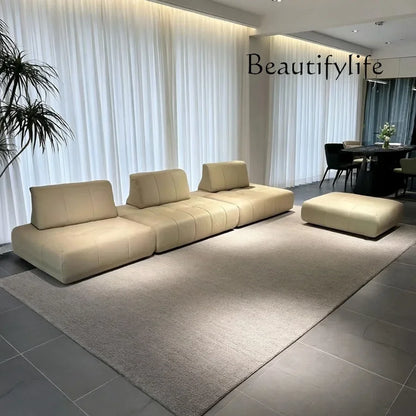 BJ Italian Minimalist Living Room Sofa Designer Tofu Block Free Lazy Module Combination Leather Art Large Sofa Bedroom Sofa