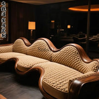 North American light luxury style solid wood three-person sofa high-end living room light luxury furniture