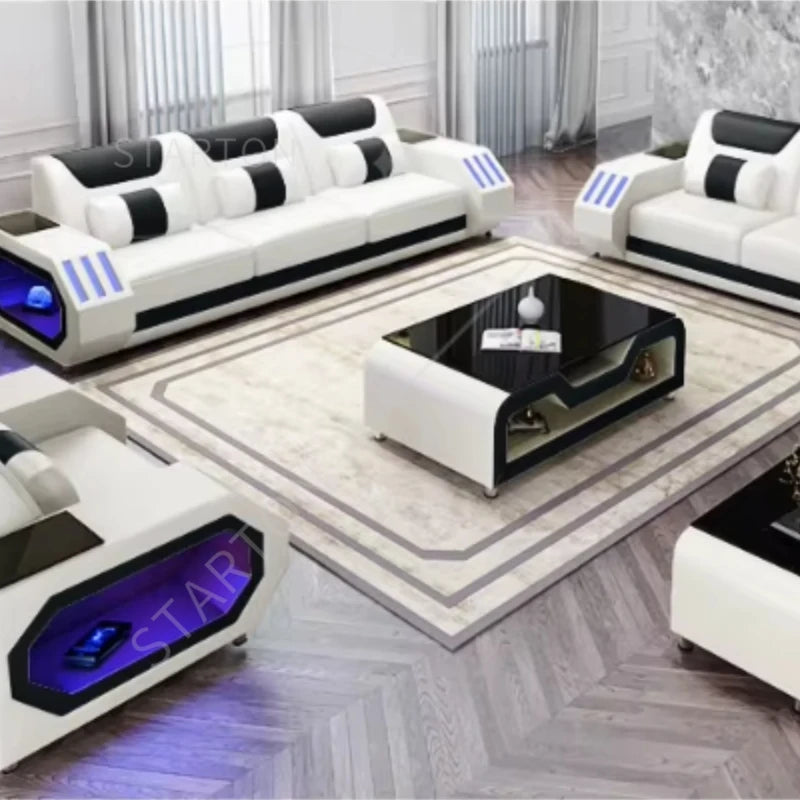 U-Shape Living Room Sofas Sets with Bluetooth Speaker High-end Villa Sofas Design Modularity Sofa for Living Room Furniture