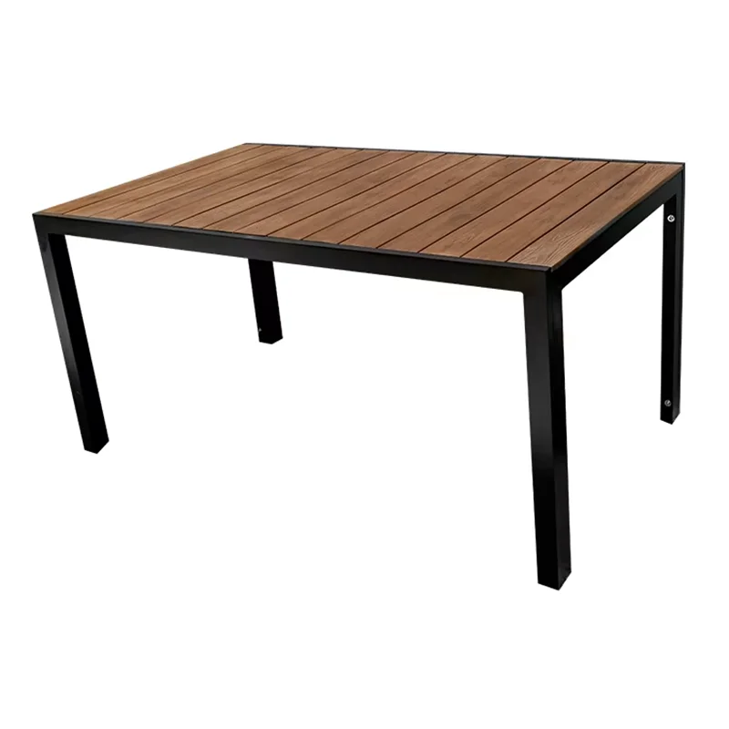 Metal Backyard Table Outdoor Table Garden Table Large 150cm Patio Table Wood-plastic Waterproof Table Room Kitchen Hotel Terrace
