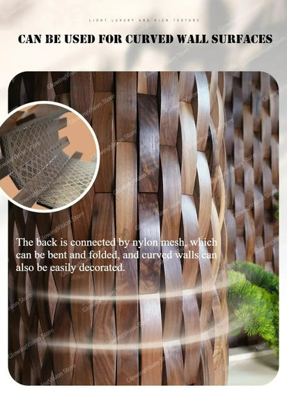 3D Mosaic Wall Panel Black Walnut Solid Wood Light Luxury Simple Acoustic Diffuser Background Wall Decoration Wall Stickers