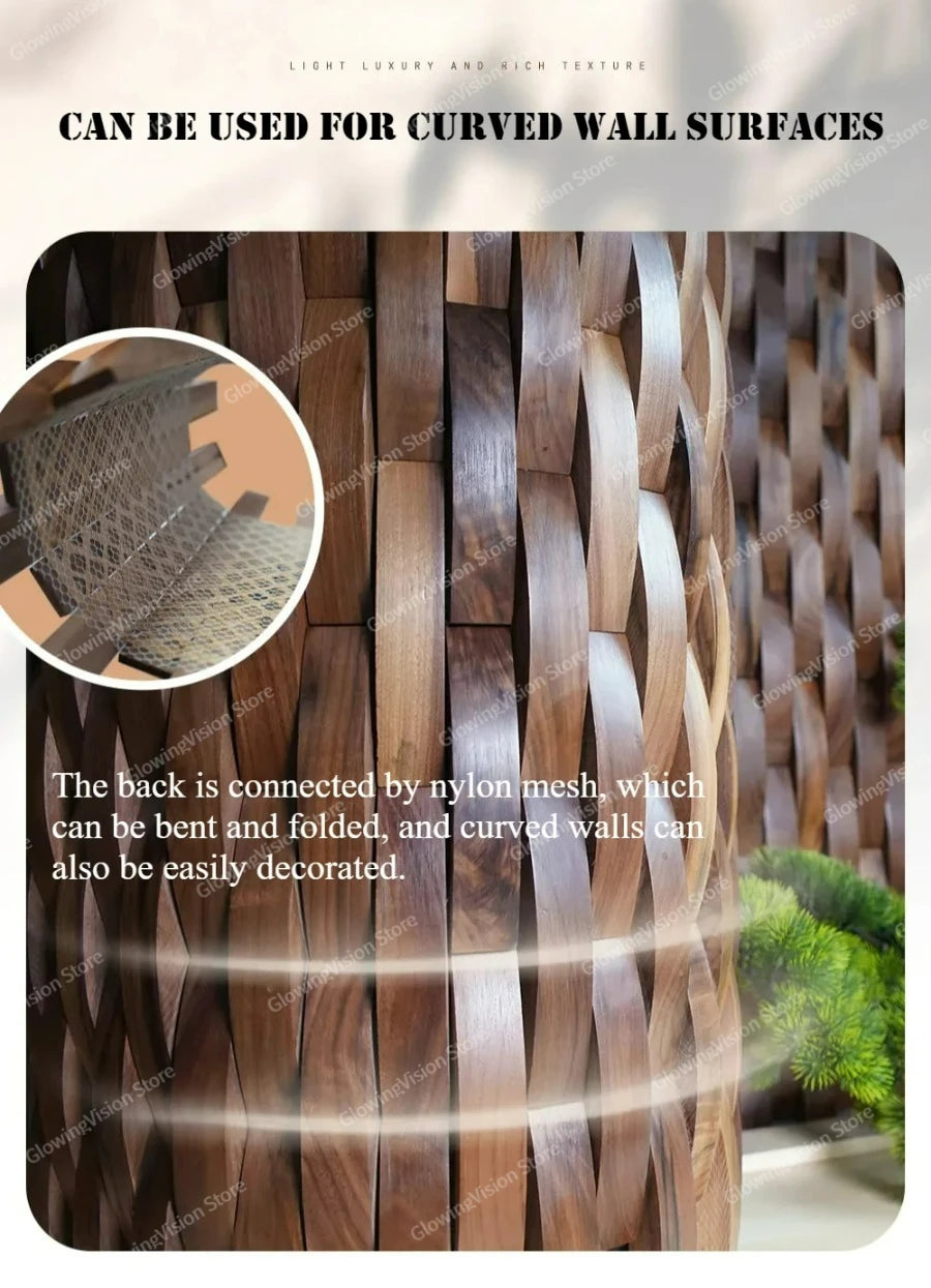 3D Mosaic Wall Panel Black Walnut Solid Wood Light Luxury Simple Acoustic Diffuser Background Wall Decoration Wall Stickers