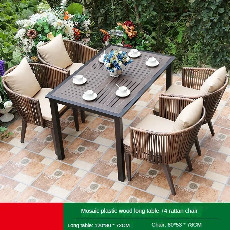 Nordic Outdoor Balcony Leisure Rattan Table and Chair Garden Furniture Sets Rattan Garden Table and Chair Outdoor Furniture Sets