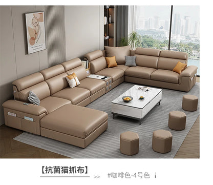 Minimalist Leather Frame Sofa Gaming Background Modular Sleeper Sofa Modern Recliner Lounge Lazy Women Divano Lounge Furniture
