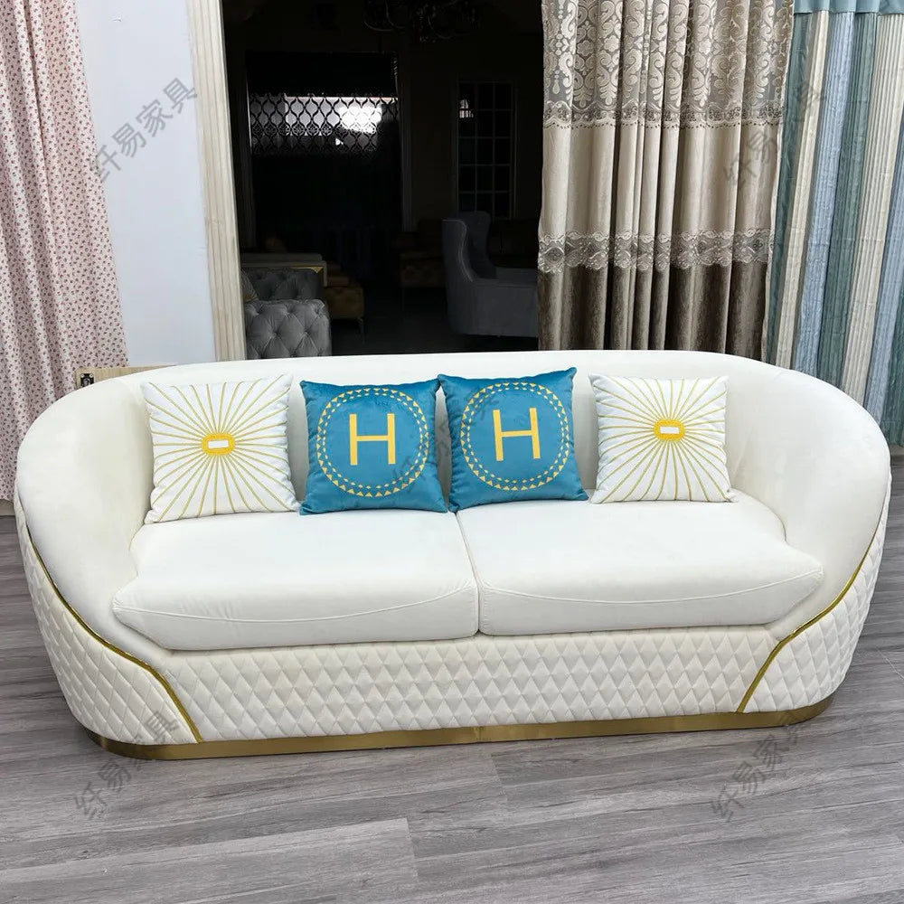 XM European Velvet Sofa Modern Simple Size Apartment Living Room Italian Light Luxury Leather Straight-row Sofa Combination