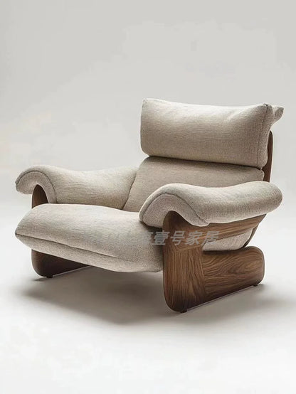 Comfortable solid wood sofa chair soft decoration living room casual armrest recliner