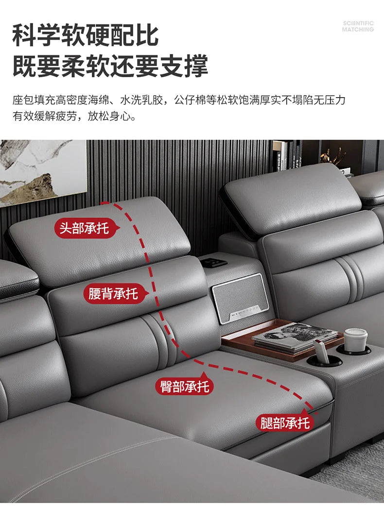 Genuine Leather Modern Sofas Luxury Classic Bedrooms Cinema Sofas Comfortable Straight Muebles Para El Hogar Home Accessories