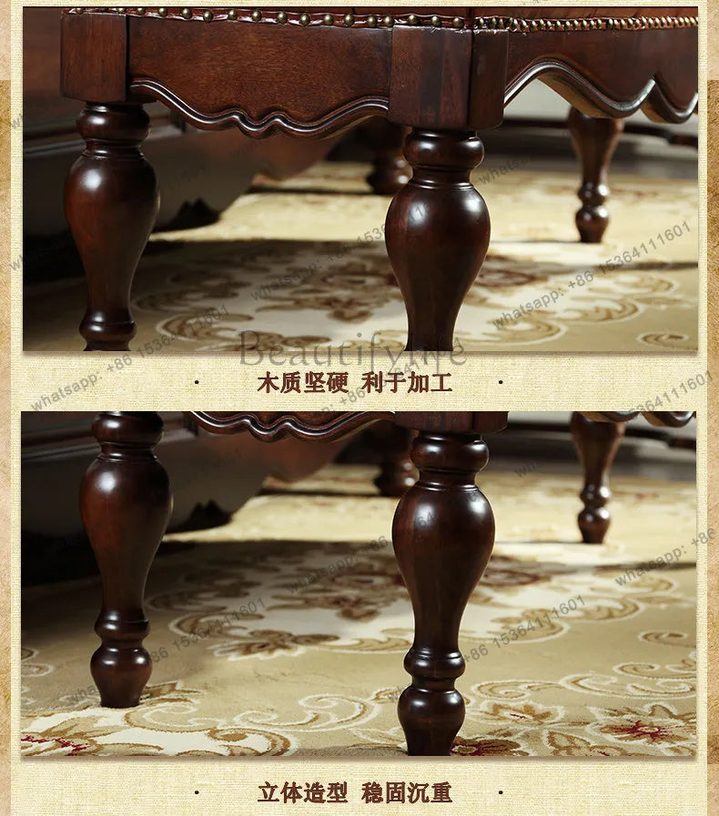 Simple American bedside stool, bedroom walnut leather solid wood bedside stool