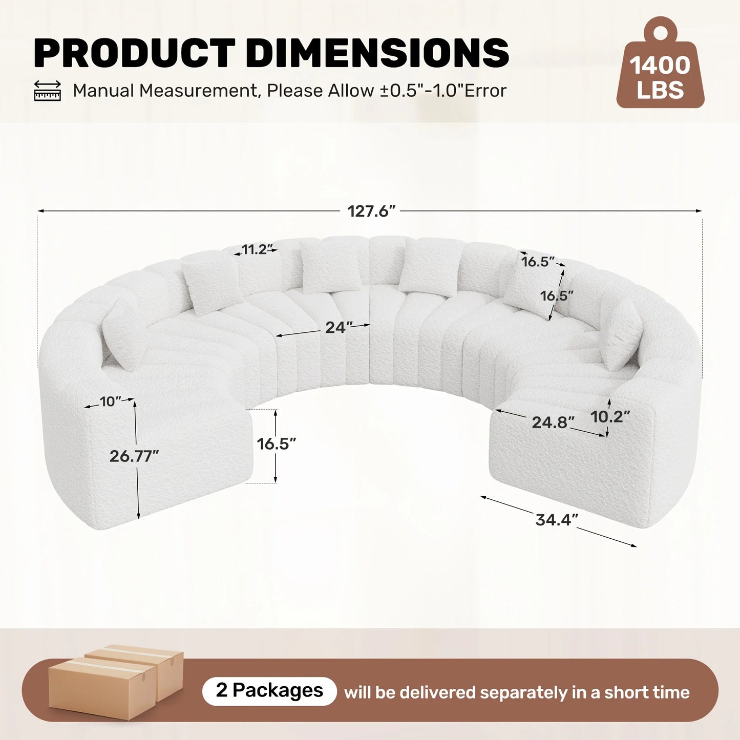 Luxury Modular Sectional Sofa with Chaise - Foam Cushioning, Sectional Cloud Sofa & Symmetrical, Assembly for Modern Living Room