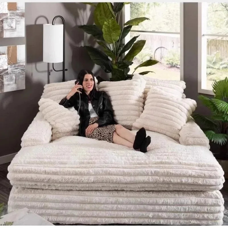 Nordic Style Large Size Sofa Bed Thick Velvet Modern Simple Lazy Design Vacuum Compression Living Room Furniture