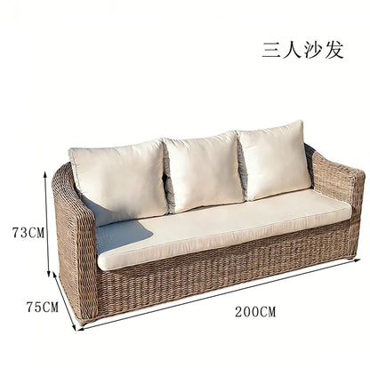 Outdoor rattan sofa combination, courtyard waterproof and sun protection villa, outdoor balcony, leisure furniture combination