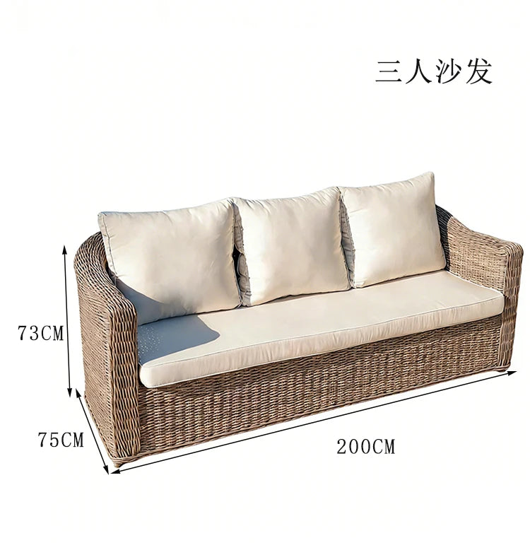 Outdoor rattan sofa combination, courtyard waterproof and sun protection villa, outdoor balcony, leisure furniture combination
