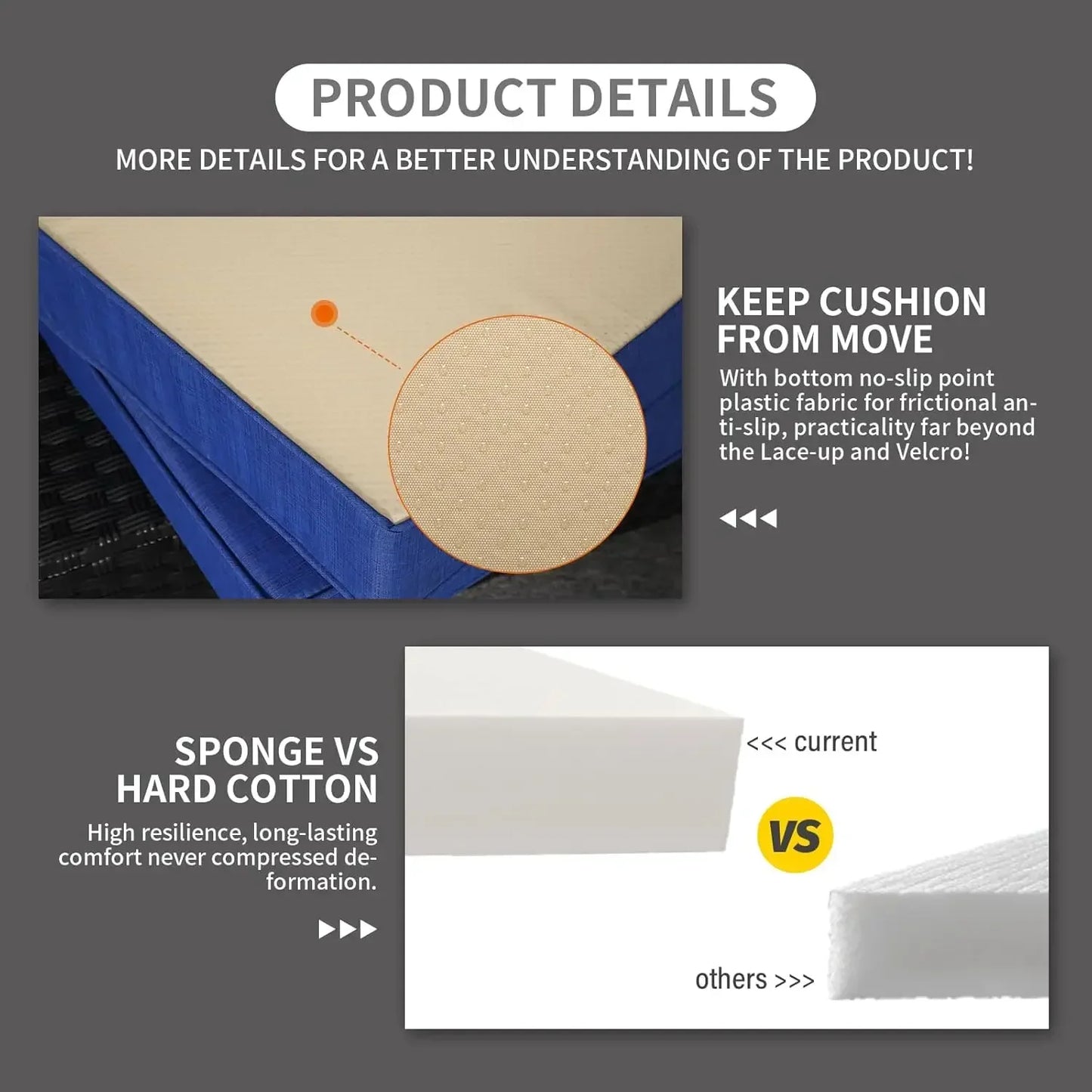 6 Pieces Patio Wicker Furniture Set Outdoor PE Rattan Conversation Couch Sectional Chair Sofa Set with Royal Blue Cushions