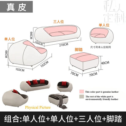 Cute Luxury Nordic Sofa Set – Soft Lazy Loveseat & Modern Lounge Puffs