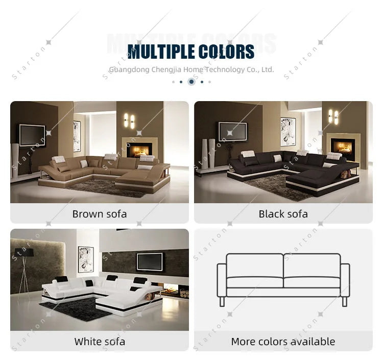 Modern Luxury Black Eco-pure Leather Italian Recliner Sofa Set Furniture Modular Sofa in Leather