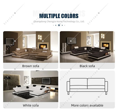 Modern Luxury Black Eco-pure Leather Italian Recliner Sofa Set Furniture Modular Sofa in Leather