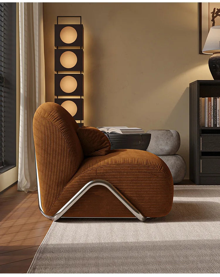 Medieval leisure chair designer recliner balcony living room black and white striped fabric lazy single sofa