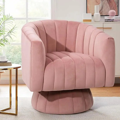 Mid-Century Swivel Barrel Chair with Armrests, Overstuffed Velvet, 360° Rotation, Suitable for Living Spaces，Customized