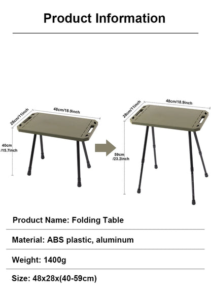 Folding Table for Camping Height Adjustable Outdoor Portable Lightweight with Carry Bag Two-Sides Hanging Cookware Hiking Picnic