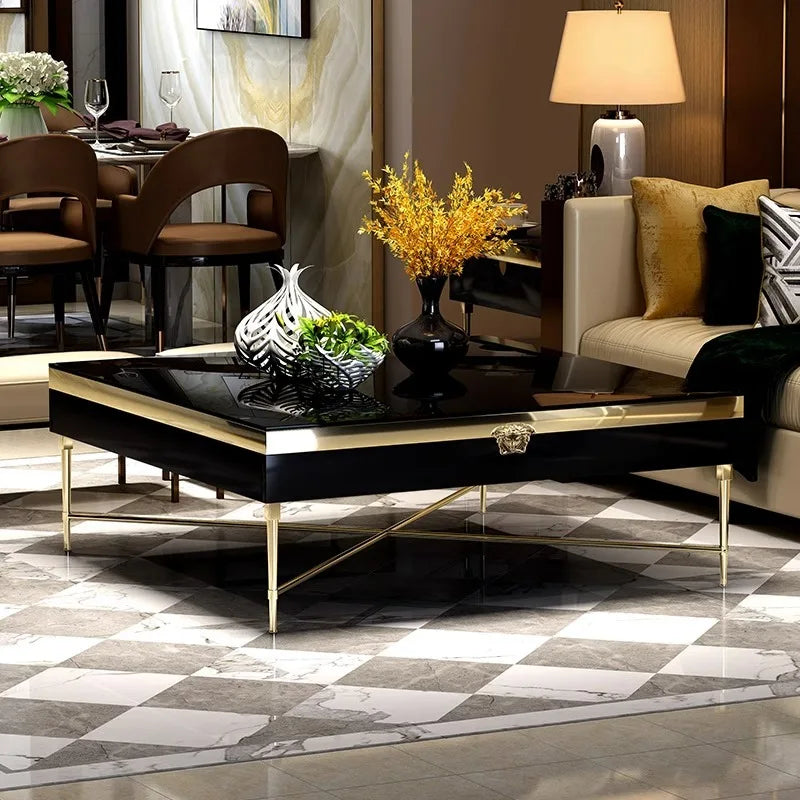 High fashion coffee table living room square paint glass square coffee table