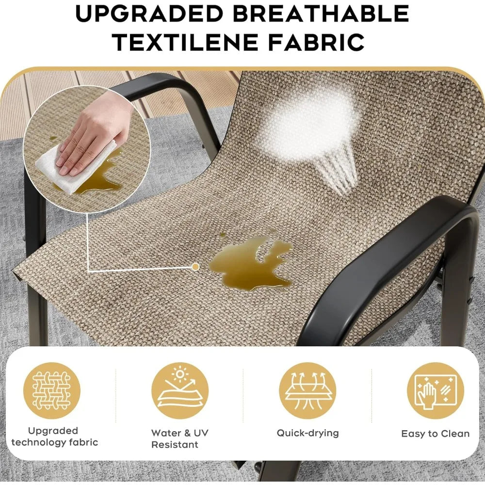 Patio Dining Chairs Set of 4 Outdoor Stackable Dining Chairs for All Weather 330lbs Capacity Heavy Duty Textilene Fabric